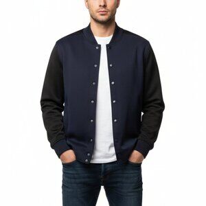 Five Four Fall Bomber Sweater/Jacket in Black/Navy